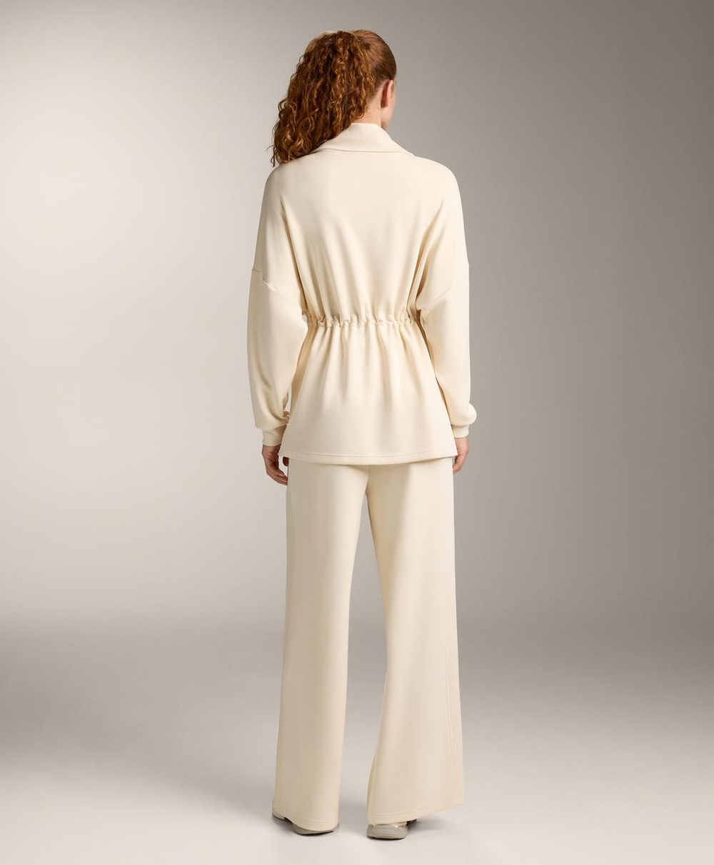 OYSHO Брюки прямого кроя с ребристой отделкой и модала, ванильный