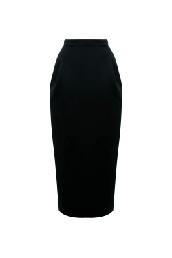 Юбка-карандаш атласная черная