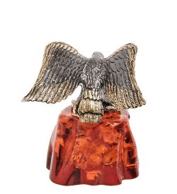 Народные промыслы AM-1243 Фигурка «Орел на скале со змеёй» (латунь, янтарь)
