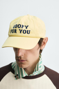 ZARA HARRY LAMBERT X DISNEY КЕПКА С ТЕКСТОМ, ЖЕЛТЫЙ