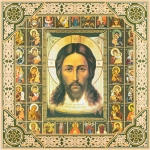 Икона "Спас Нерукотворный" и Собор Богородицы, рама 28х28, в коробке