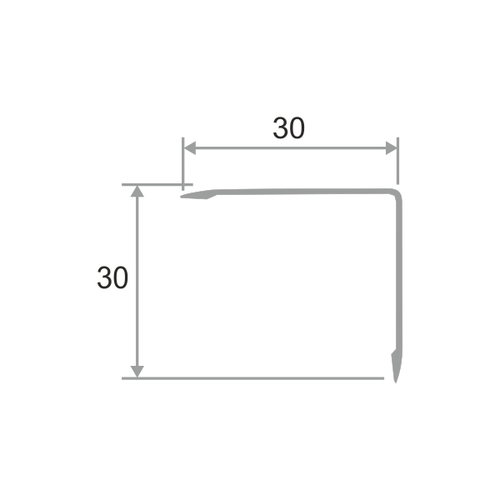 Алюминиевый угол без отверстий ПН-30х30 2700 мм