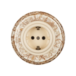 Розетка электрическая с заземляющим контактом, керамика, цвет Песочное золото B1-101-04