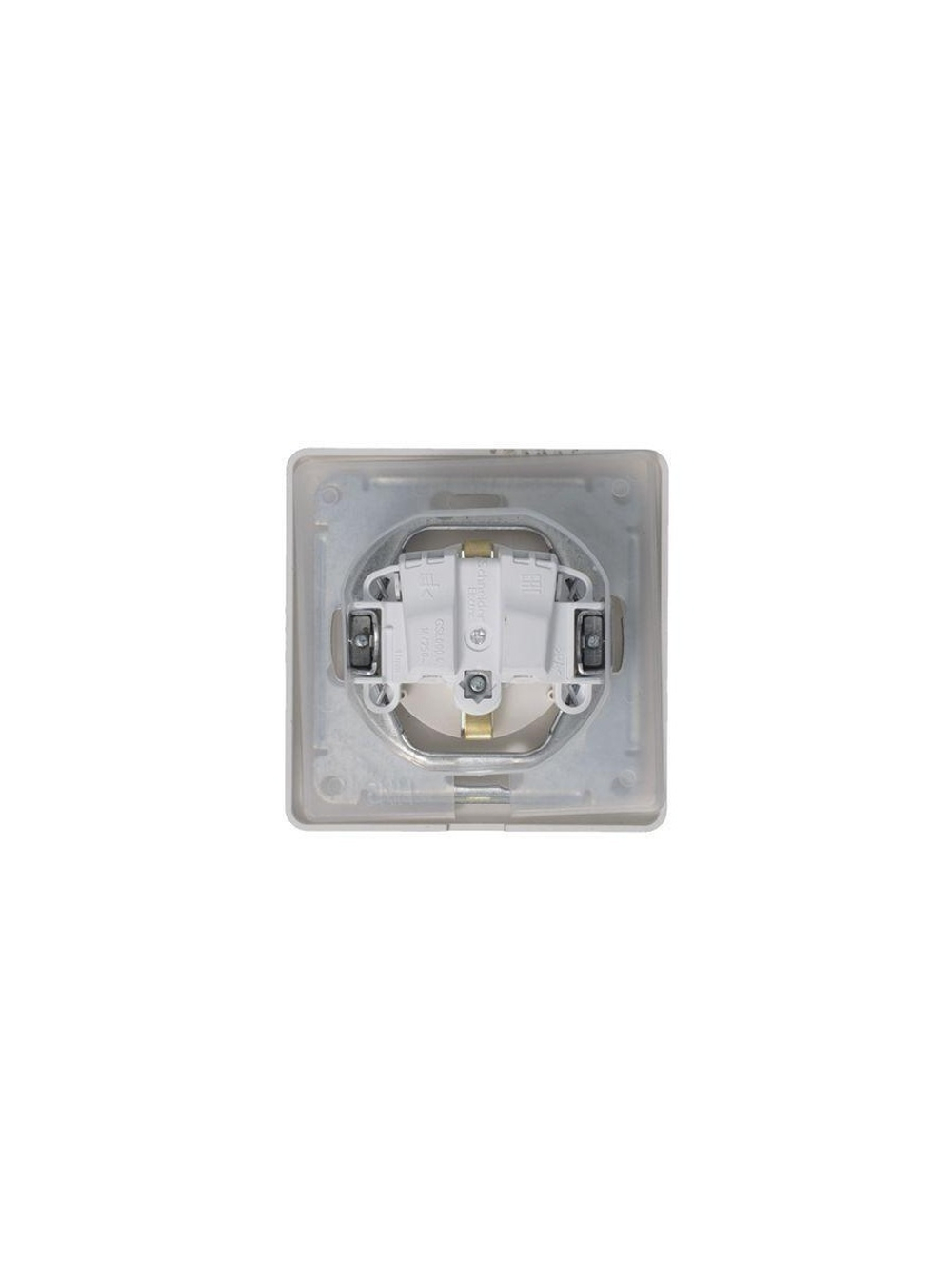 Розетка 1-м СП Glossa 16А IP44 250В с заземл. защ. шторки с крышкой в сборе платина SE GSL001248