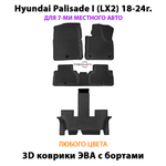 Автомобильные коврики ЭВА с бортами на 3 ряда для Hyundai Palisade I (LX2) 18-24г. Для 7-ми местного авто