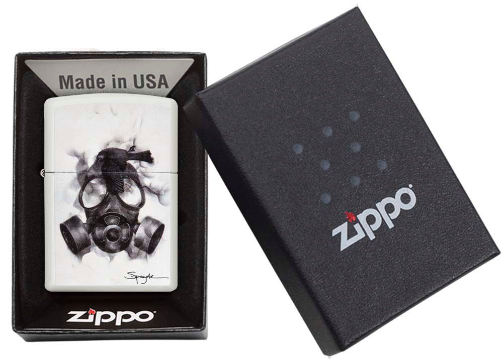 Зажигалка Zippo Spazuk с покрытием White Matte, латунь/сталь, белая, 38x13x57 мм
