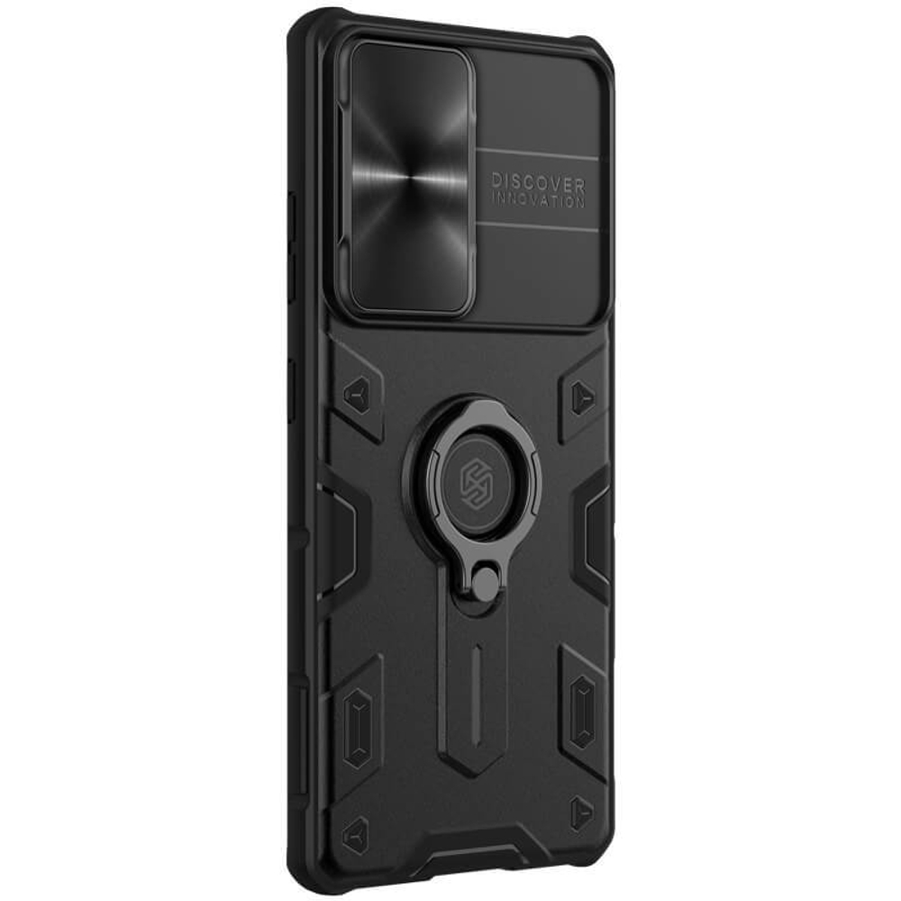 Противоударный чехол с кольцом и защитой камеры Nillkin CamShield Armor Case для Samsung Galaxy S21 Ultra