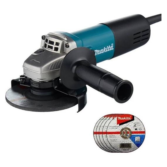 Машина шлифовальная угловая Makita 9558HNX7+набор кругов