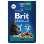 Влажный корм Brit Premium с уткой в соусе для кошек 85 г (пауч Брит)