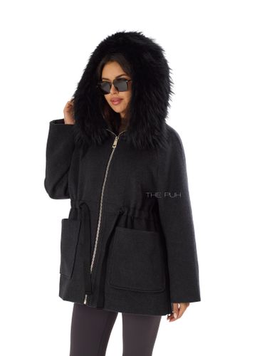 Черное шерстяное пальто с пуховым подкладом