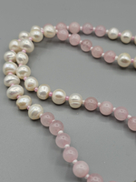 Колье авторское из натуральных камней "Розовая луна" Бижутерия на шею для женщин, девушек. Женское украшение.