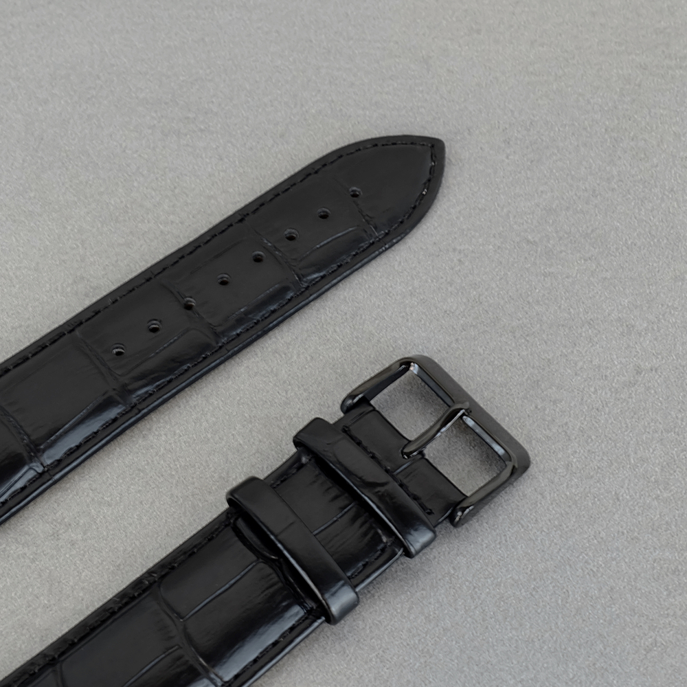 Ремешок из натуральной кожи для Apple Watch 42/44/45/49 mm, черный