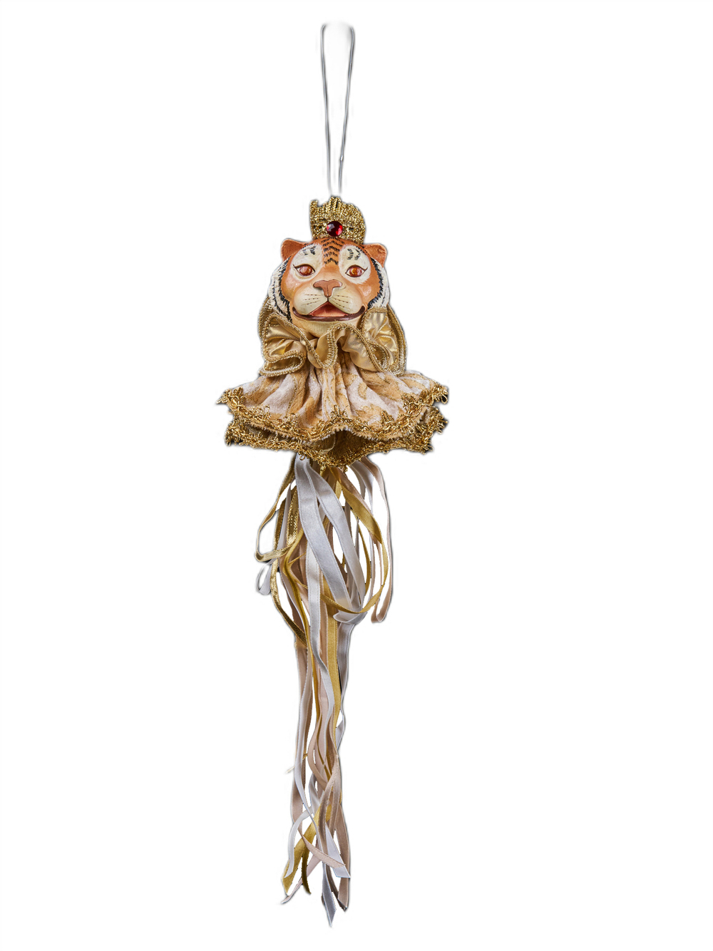 Елочная игрушка Тигр 18х33см ChristmasDeLuxe платина