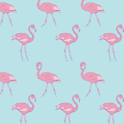узор с розовым фламинго на синем фоне.