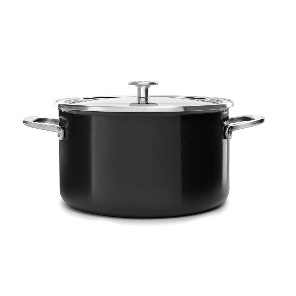 KitchenAid Кастрюля эмалированная 24 см 6 л с крышкой Оникс черный