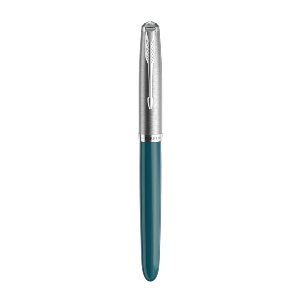 Перьевая ручка Parker 51 CORE TEAL BLUE CT, перо: F, цвет чернил: black/blue, в подарочной упаковке.