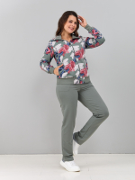 Костюм с брюками КБ-184/оливкабордо-листья