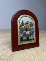 Св. Троица, икона арочная, красное дерево, эмаль 86х112