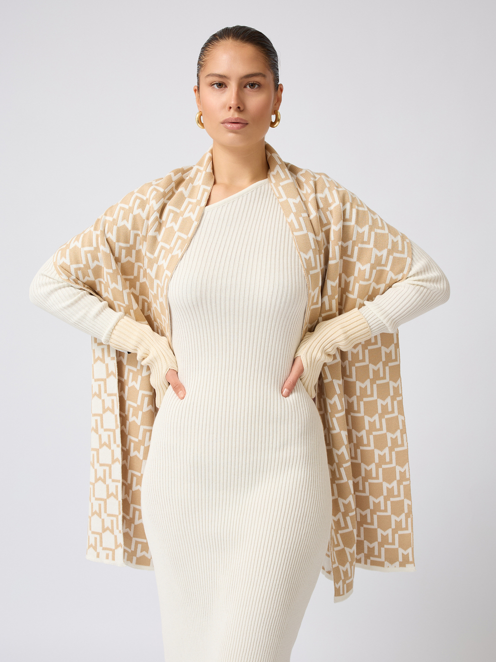 Шарф вязаный лого "ML"