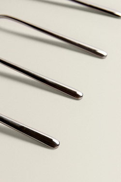 ZARA HOME БЛЕСТЯЩАЯ МЕТАЛЛИЧЕСКАЯ ДЕСЕРТНАЯ ЛОЖКА (НАБОР ИЗ 4 ПРЕДМЕТОВ), СЕРЕБРЯНЫЙ