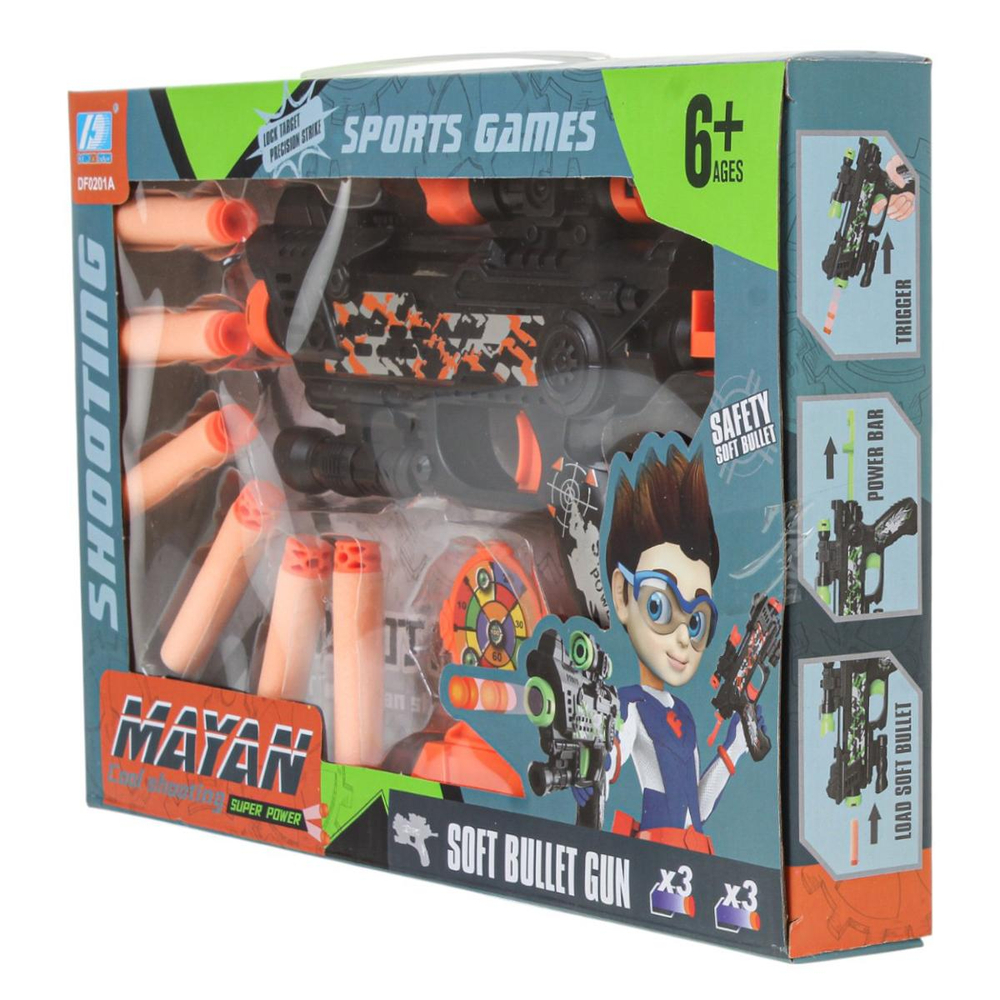 Пистолет с мягк.пулями, коробка DF0201A