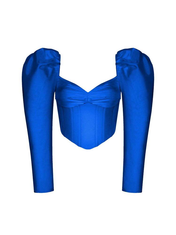 Блуза корсетного типа из шелка с объемными рукавами