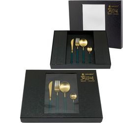 Lenardi 197-015 Набор столовых приборов 24пр. VIVID зеленые в под.уп.(х12)