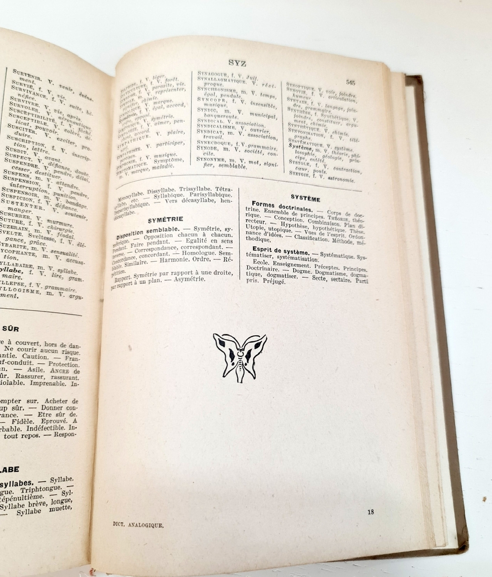Dictionnaire analogique repertoire moderne des mots par les idees, des idees par les mots (Аналоговый словарь современный справочник слов по идеям, идей по словам), Par Charles Maquet, Paris, Larousse, 1936