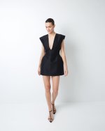 Платье из шелка и шерсти Диор с формодержащими бедрами черный