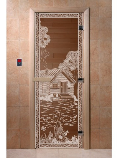 Дверь "Банька в лесу бронза"