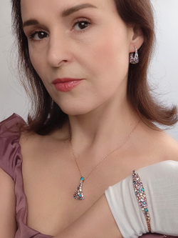 Клипсы Россыпь из разноцветных камней Swarovski