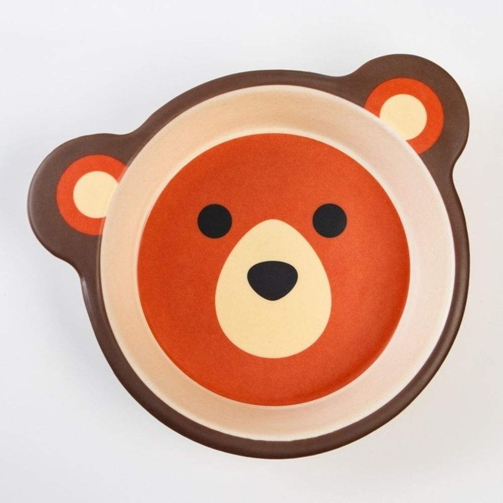 4780232 бамбуковой посуды «Мишка», 5 предметов: тарелка, миска, стакан, вилка, ложка