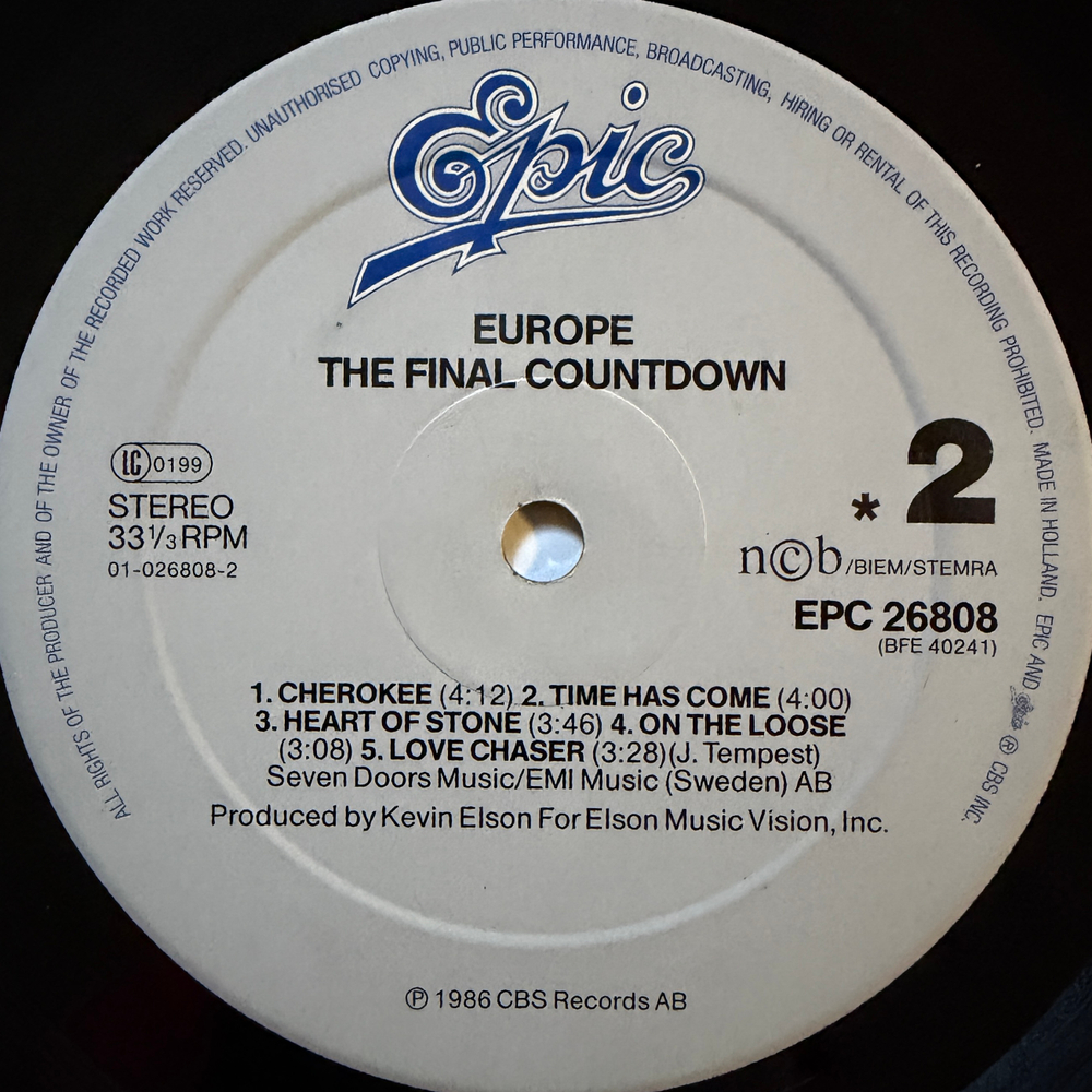 Europe - The Final Countdown (Голландия 1986г.)