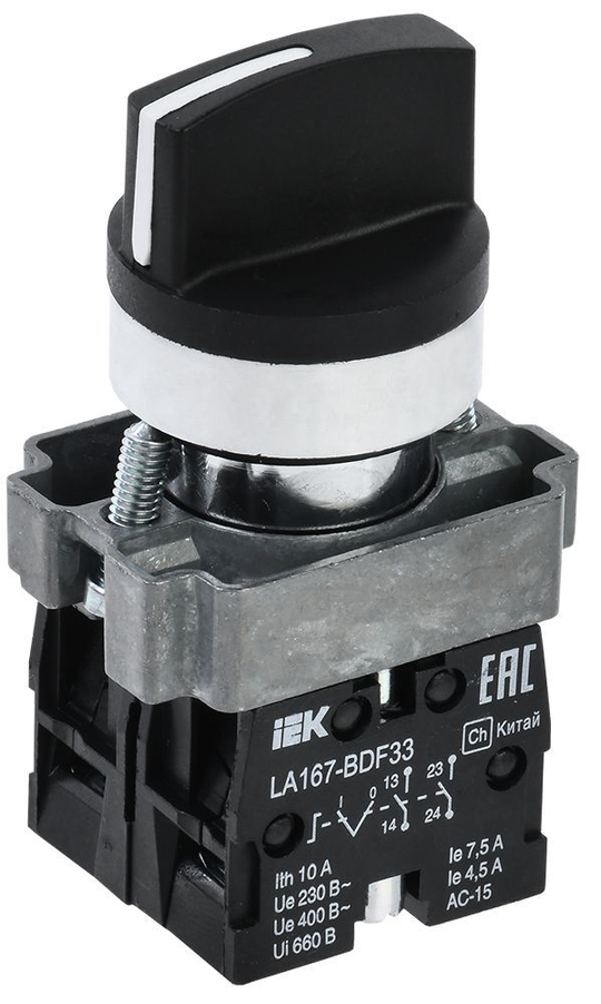 Переключатель LA167-BDF33 на 3 положения 2з черный IEK