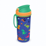 Бутылка детская с декором и петлей "динозавры" 400мл (зеленый)