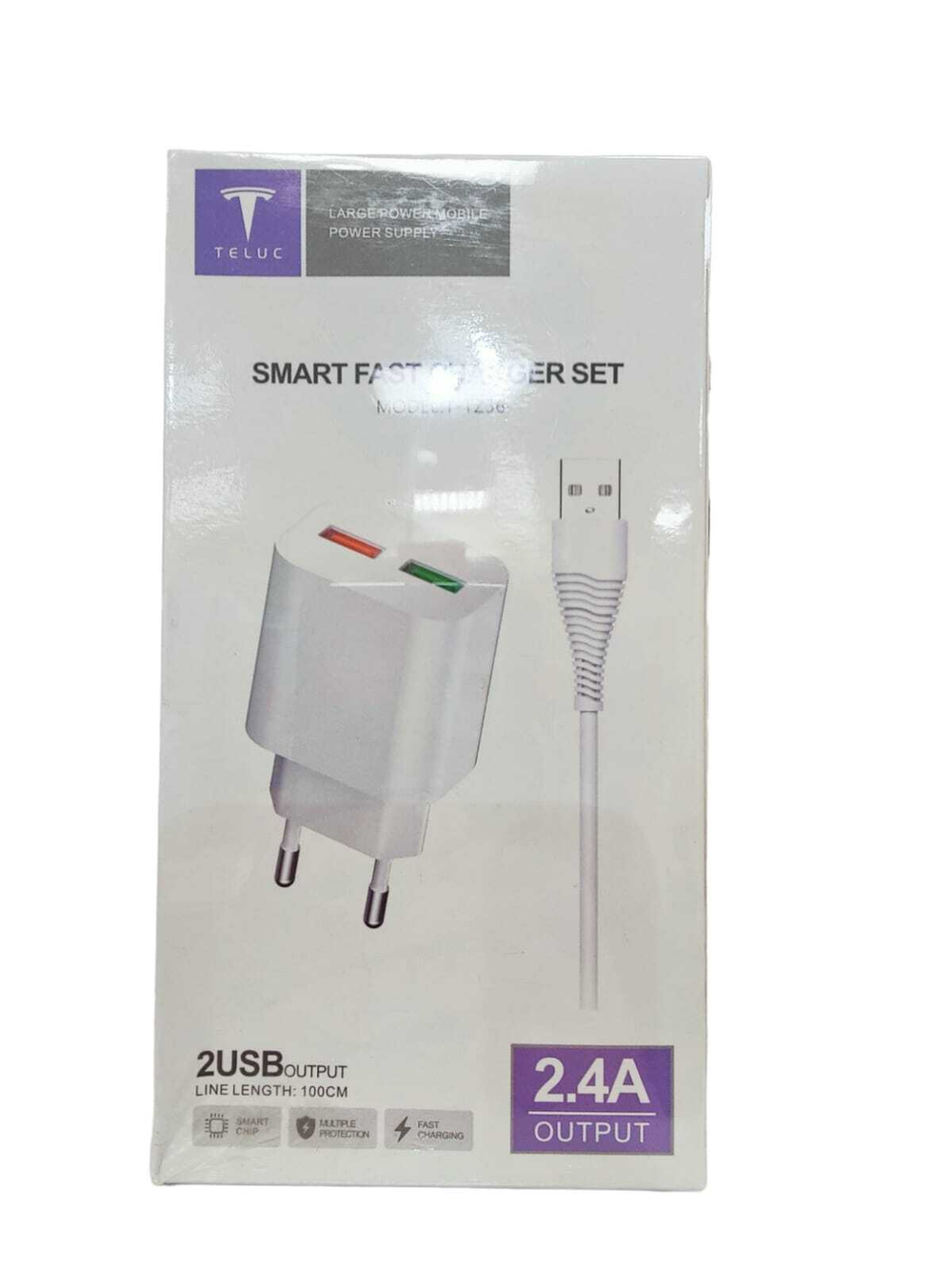 Сетевой адаптер питания TELUC TZ-36 2USB  + кабель Type-C (белый)