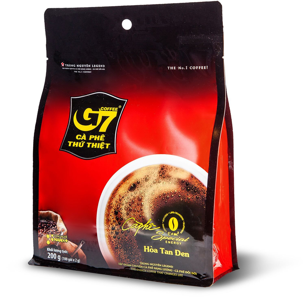G7 Кофе черный растворимый PURE BLACK (Trung Nguyen), 100 саш x 2 г