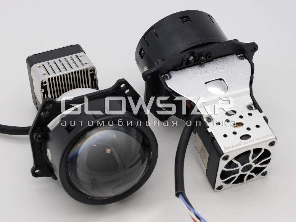 Билед модули Aozoom A7 Laser (Гарантия 30 дней), 3.0 дюйма, 2 чипа + Лазер, 5500K, 12V, 90W/100W, крепление 3R (комплект, 2шт)