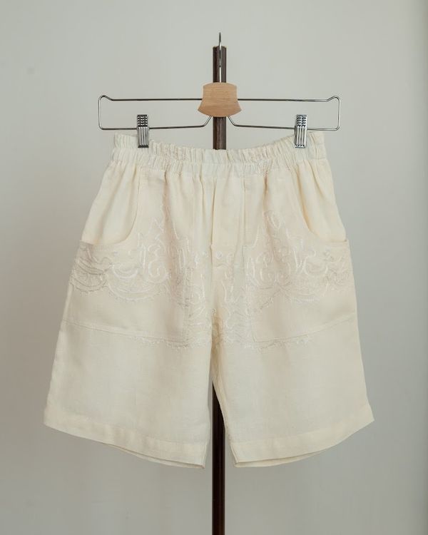 Шорты с Вышитым Шелковым Узором желтая - фото 1