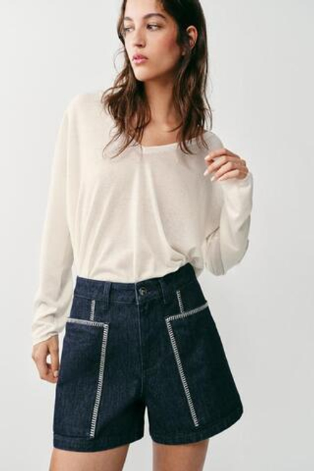 ZARA ШОРТЫ Z1975 С ВЫШИВКОЙ, СИНИЙ