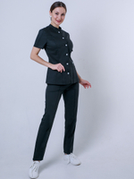 Черный медицинский костюм на пуговицах MediS