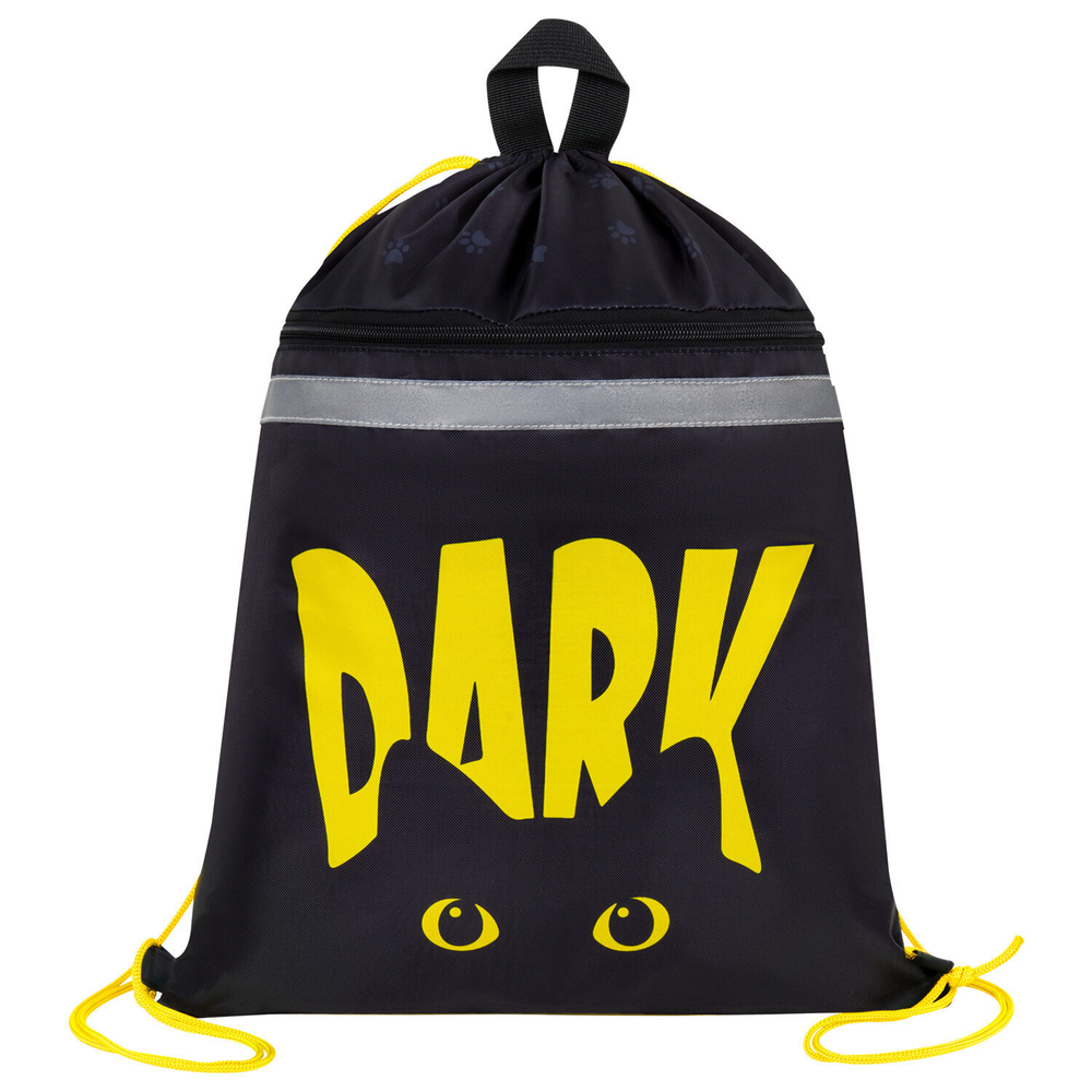 Мешок для обуви BRAUBERG с петлей светоотражающая полоса 2 отделения 46х36 см Dark cat (2 штуки в упаковке)