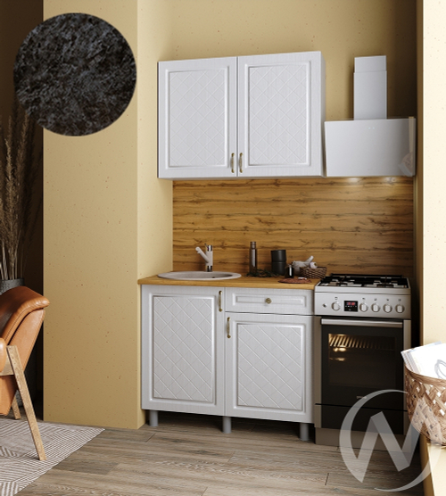 Кухня Вильма 1.0м (корпус белый/арктик; арктик) 26мм кастилло темный