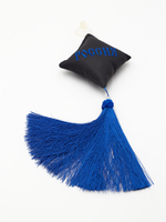 Ромб объемный на присоске РОССИЯ (экокожа, черный, синяя вышивка, кисть)