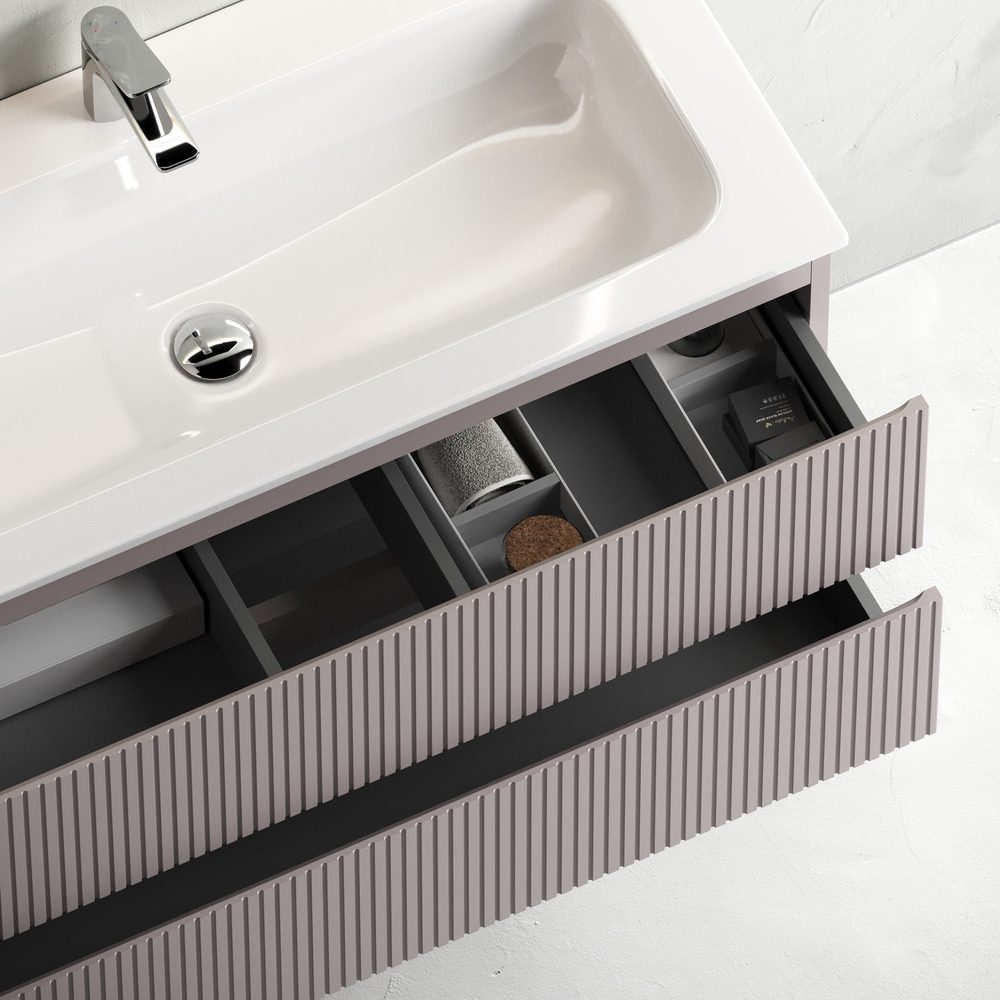 Тумба подвесная Sancos Snob T, Doha Soft 995х445х500, под столешницу без отверстия под смеситель, цвет Black Sky