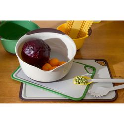 Доска разделочная из пшеничного волокна Homi, 44х30 см, светло-серая с темно-сливовым кантом