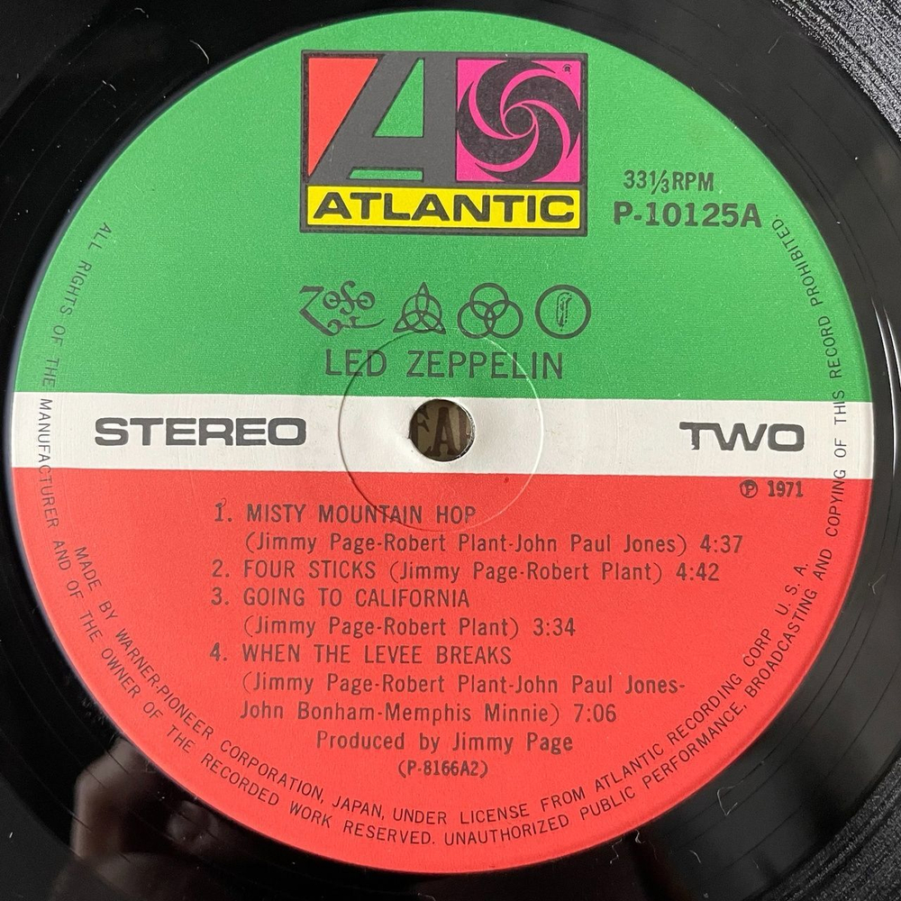 Винтажная виниловая пластинка LP Led Zeppelin IV (Japan 1976) (Obi) Misty Mountain Hop