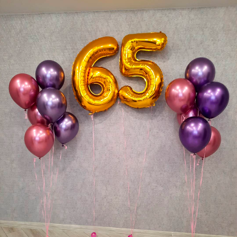 Композиция из шаров на 65 лет женщине