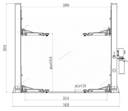 Цена на NORDBERG (N4120BM-4B) Подъемник 2-стоечный 4 т, снятие со стопоров с одной колонны, 380 В, синий