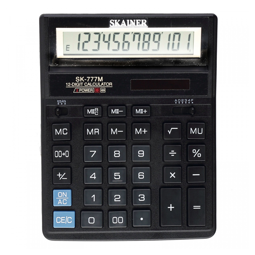 Калькулятор настольный SKAINER 12 Bit, LCD, 20*15.7*3.2 см, чёрный